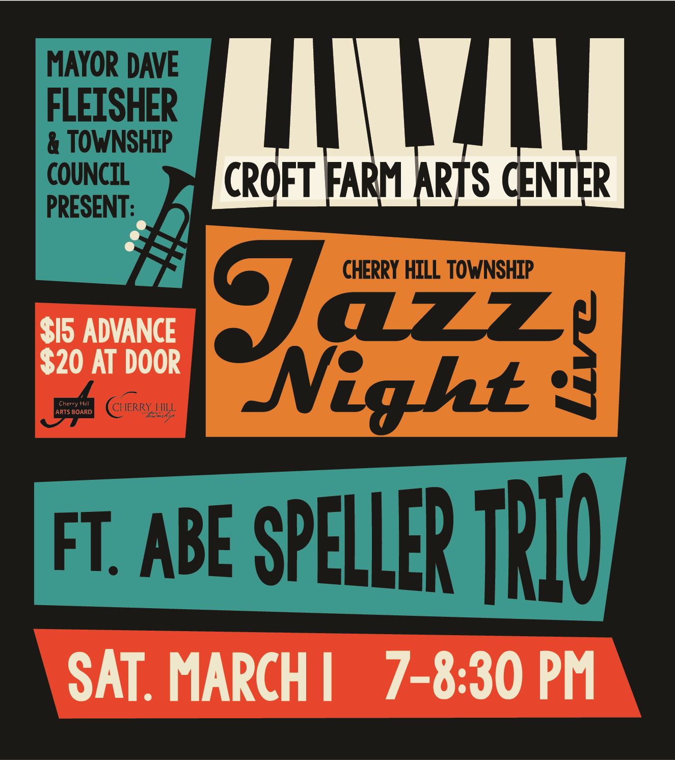 Abe Speller Jazz Trio - March 1, 2025 from 7-8:30 pm Croft Farm Arts Center, 100 Bortons Mill Road
